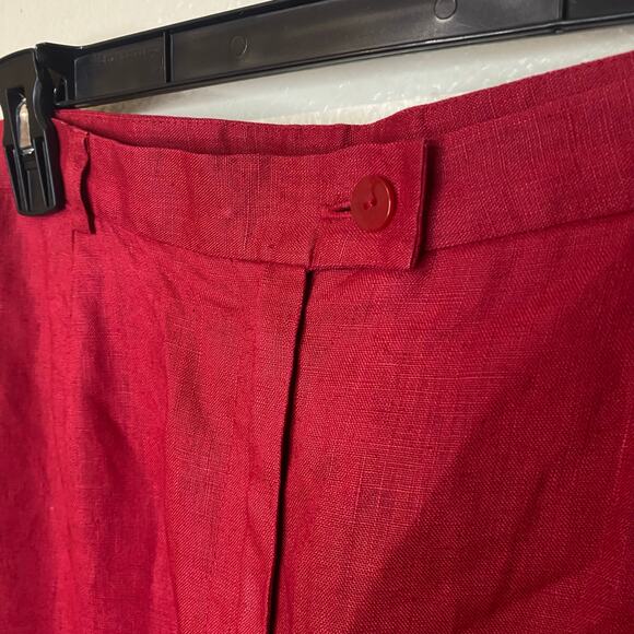 Style & Co Vintage Cherry Red 100% Linen Wide Leg Trouser Pants Size 14 - Picture 4 of 10